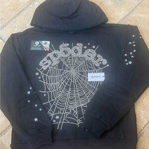 Black Rhinestone Spider Worldwide Hoodie